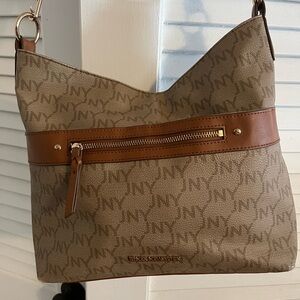 Jones New York Tan Logo Crossbody Bag